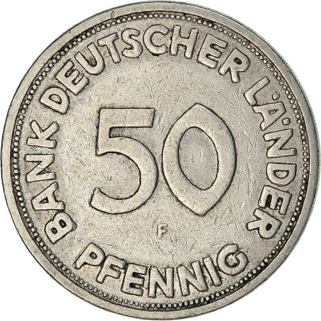 Coin, GERMANY - FEDERAL REPUBLIC, 50 Pfennig, 1949, Stuttgart, VF(30-35)