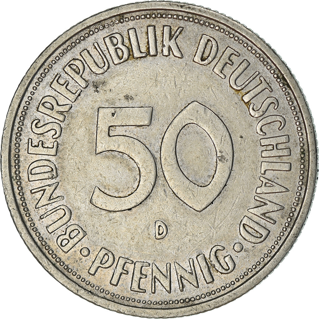 Moeda, ALEMANHA - REPÚBLICA FEDERAL, 50 Pfennig, 1950, Munich, VF(30-35)