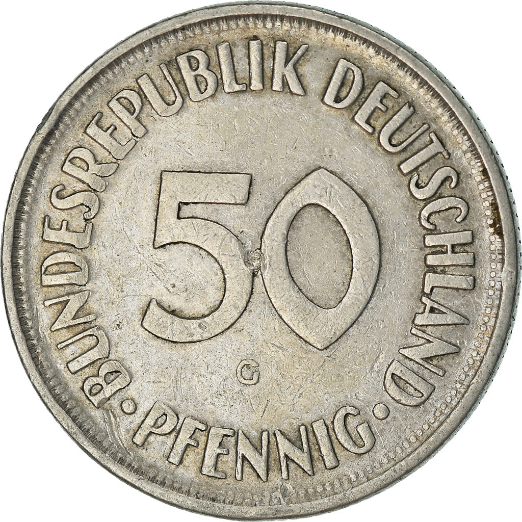 Monnaie, République fédérale allemande, 50 Pfennig, 1966, Karlsruhe, TTB