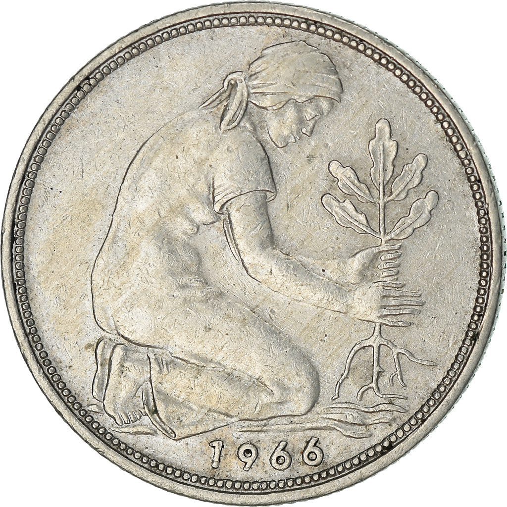 Coin, GERMANY - FEDERAL REPUBLIC, 50 Pfennig, 1966, Munich, EF(40-45)