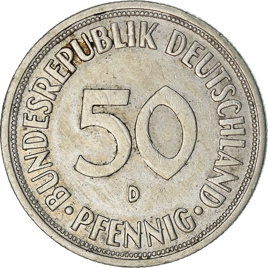 Coin, GERMANY - FEDERAL REPUBLIC, 50 Pfennig, 1966, Munich, EF(40-45)