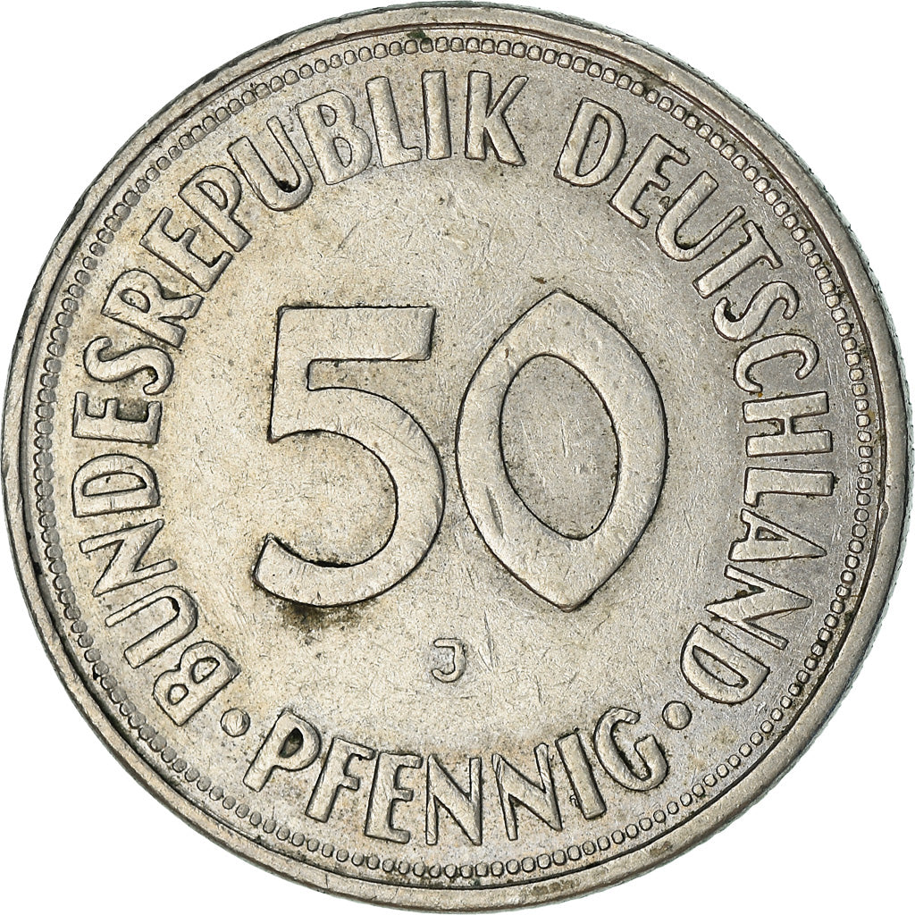 Moneta, GERMANIA - REPUBBLICA FEDERALE, 50 Pfennig, 1967, Hambourg, MB+