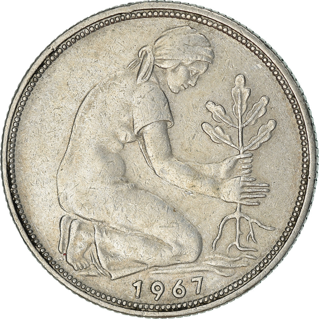 Moeda, ALEMANHA - REPÚBLICA FEDERAL, 50 Pfennig, 1967, Stuttgart, EF(40-45)