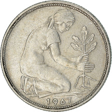 Coin, GERMANY - FEDERAL REPUBLIC, 50 Pfennig, 1967, Stuttgart, EF(40-45)