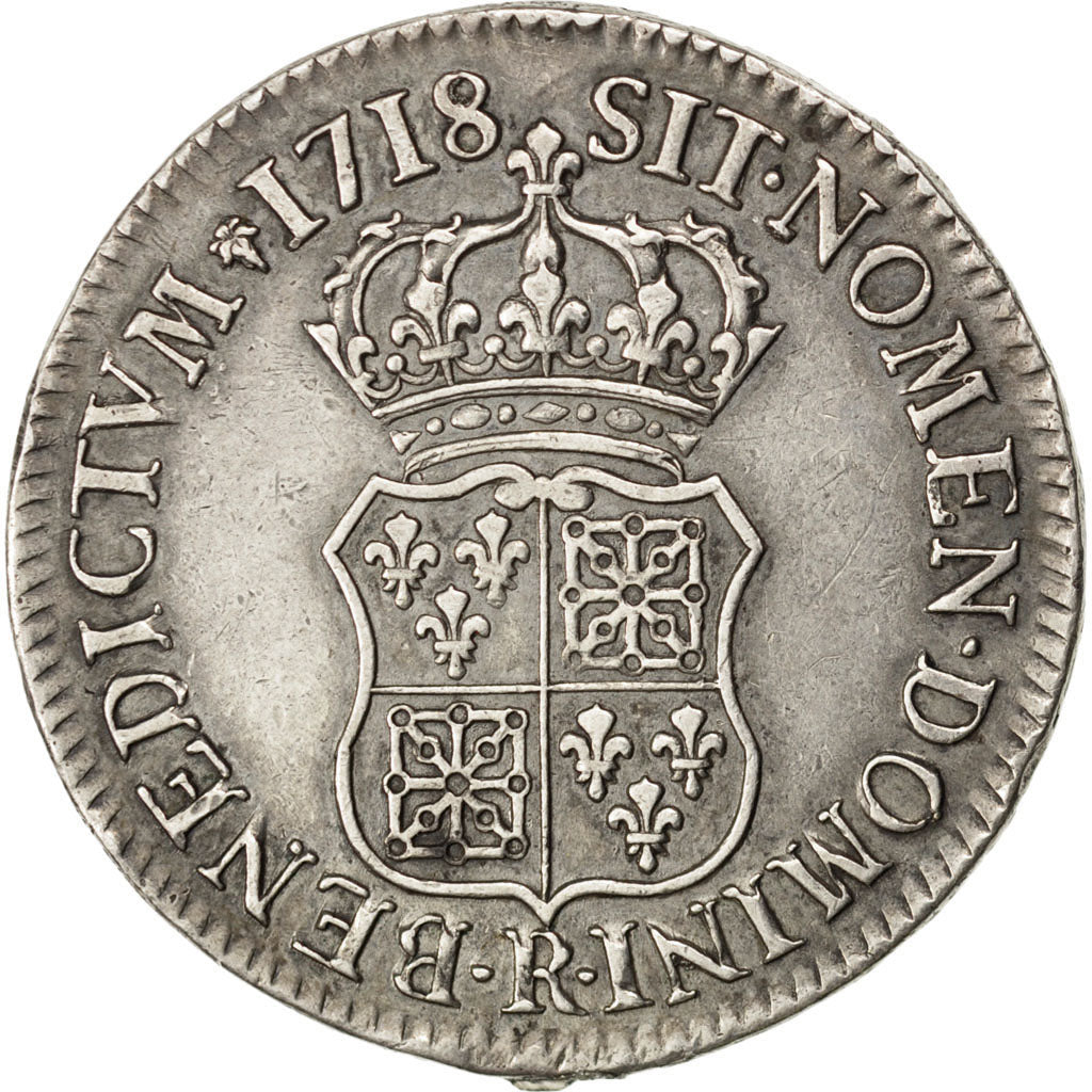 FRANCE, Écu de France-Navarre, ECU, 1718, Orl, KM #435.18, VF(30-35), Silver, ..
