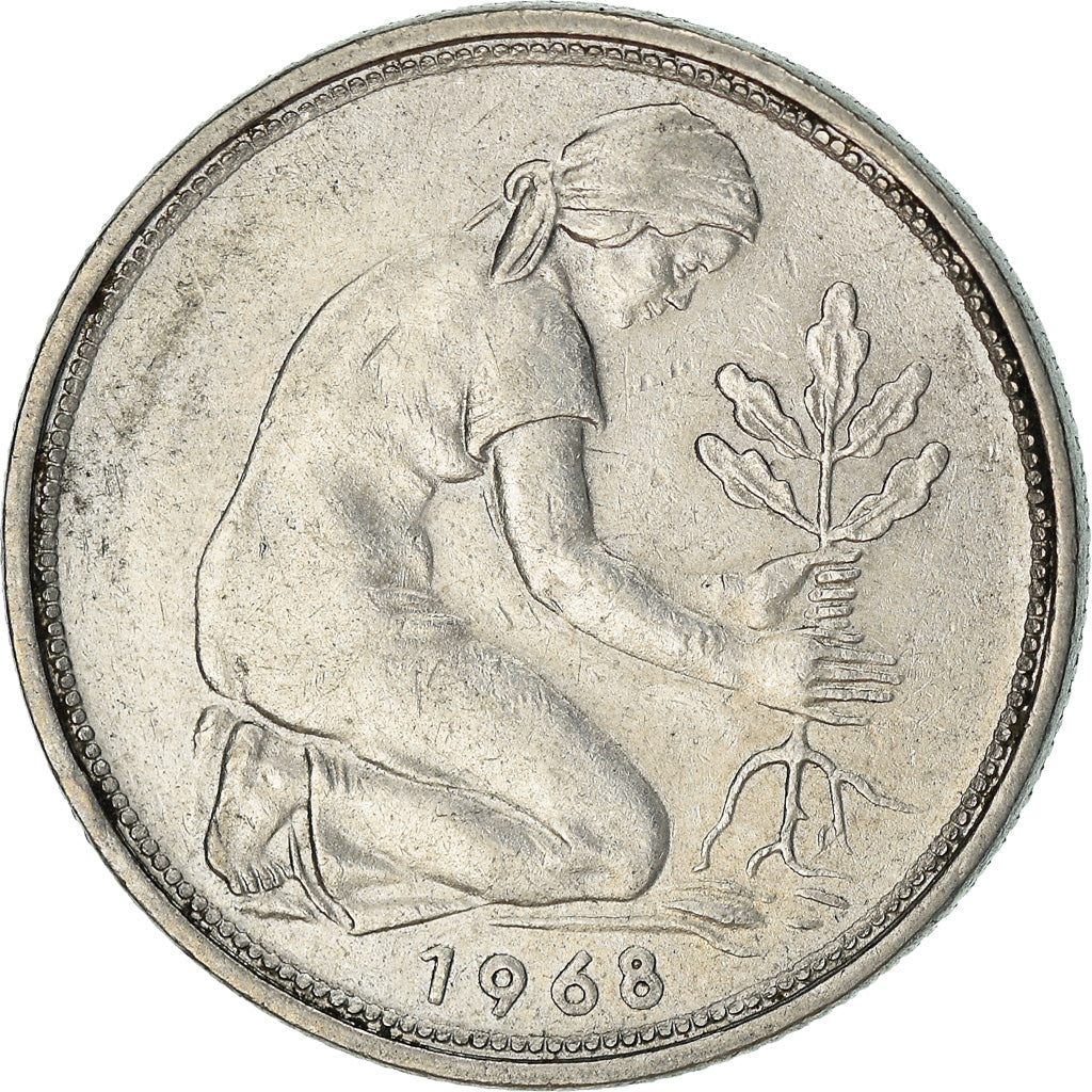 Coin, GERMANY - FEDERAL REPUBLIC, 50 Pfennig, 1968, Hambourg, EF(40-45)