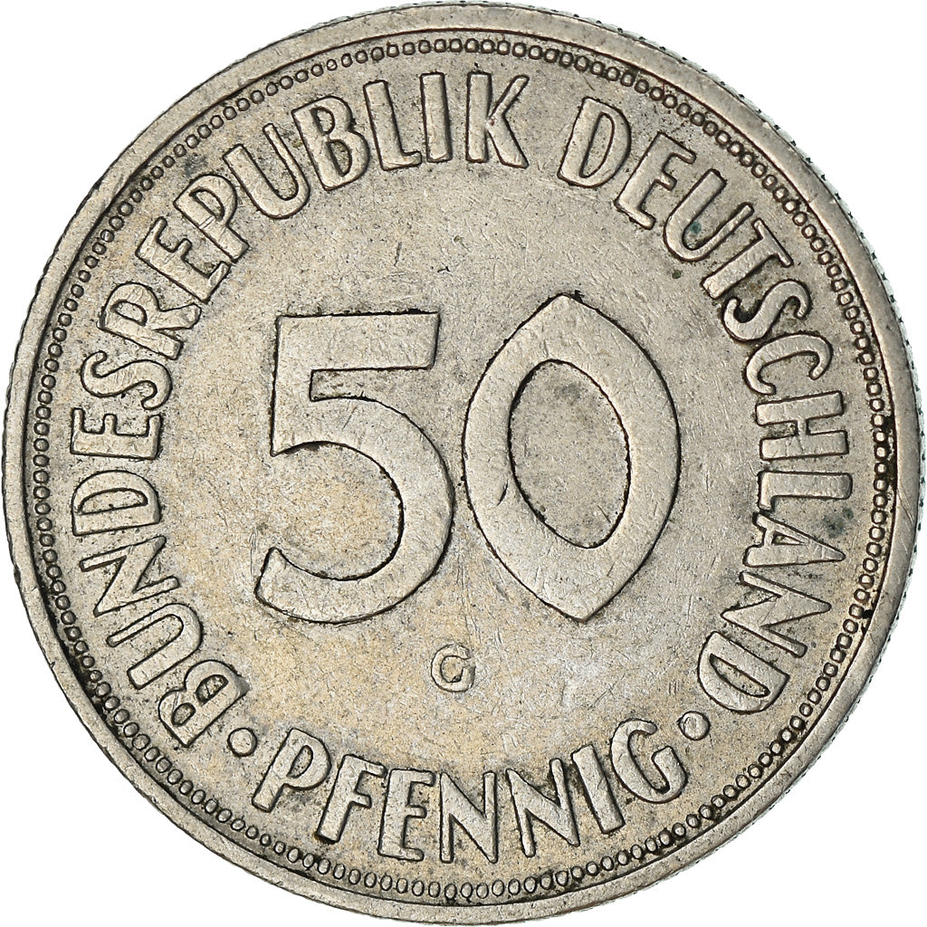 Coin, GERMANY - FEDERAL REPUBLIC, 50 Pfennig, 1968, Karlsruhe, EF(40-45)