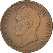 Moneta, Monaco, Honore V, 5 Centimes, Cinq, 1837, Monaco, MB, Rame, KM:95.2a