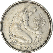 Moneta, GERMANIA - REPUBBLICA FEDERALE, 50 Pfennig, 1969, Hambourg, BB