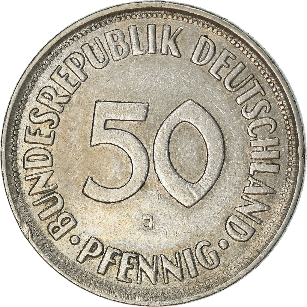 Moneta, GERMANIA - REPUBBLICA FEDERALE, 50 Pfennig, 1969, Hambourg, BB