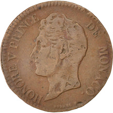 Münze, Monaco, Honore V, 5 Centimes, Cinq, 1837, Monaco, S, Kupfer, KM:95.2a