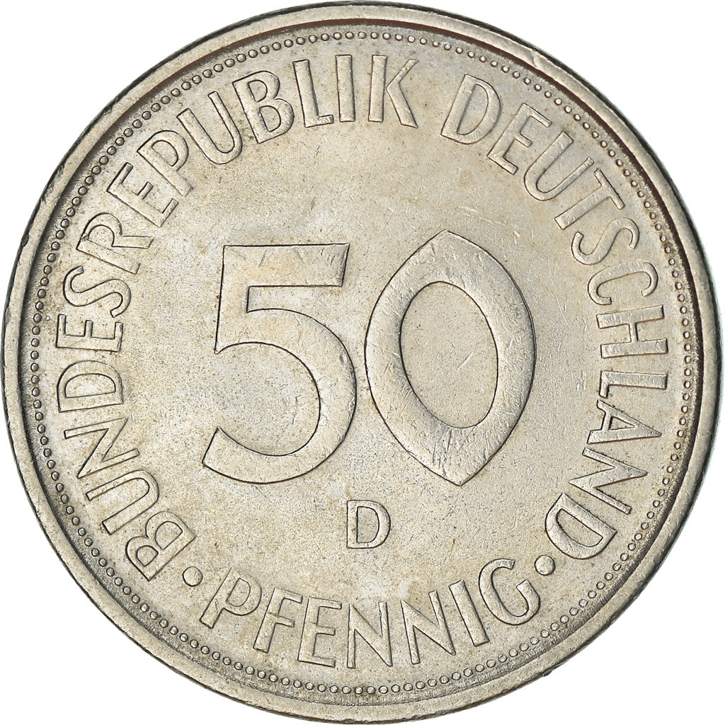 Münze, Bundesrepublik Deutschland, 50 Pfennig, 1972, Munich, SS+