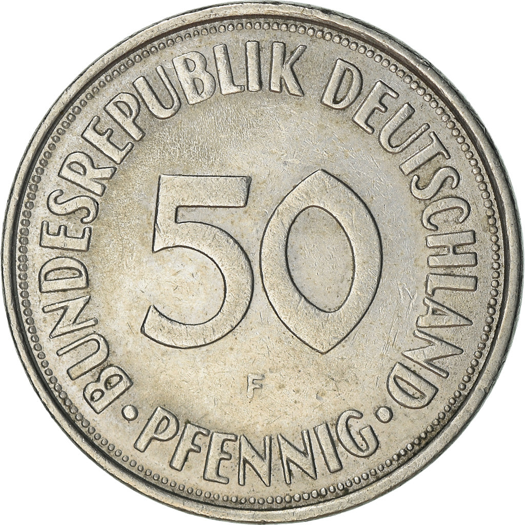 Coin, GERMANY - FEDERAL REPUBLIC, 50 Pfennig, 1973, Stuttgart, EF(40-45)