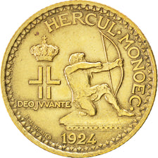 MONACO, Franc, 1924, Poissy, KM #111, EF(40-45), Aluminum-Bronze, Gadoury #127,.