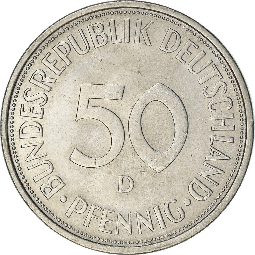 Coin, GERMANY - FEDERAL REPUBLIC, 50 Pfennig, 1974, Munich, AU(55-58)
