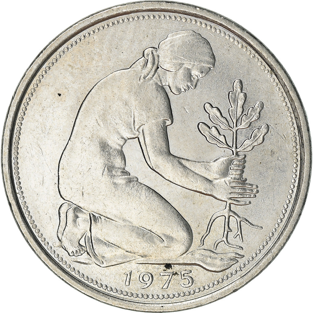 Coin, GERMANY - FEDERAL REPUBLIC, 50 Pfennig, 1975, Hambourg, AU(55-58)