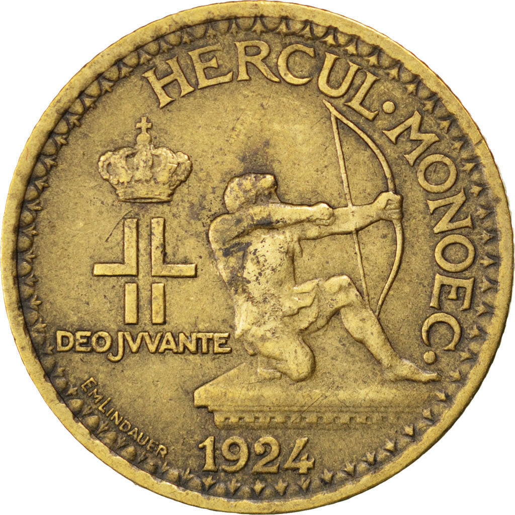 Coin, Monaco, Louis II, Franc, 1924, Poissy, EF(40-45), Aluminum-Bronze, KM:111