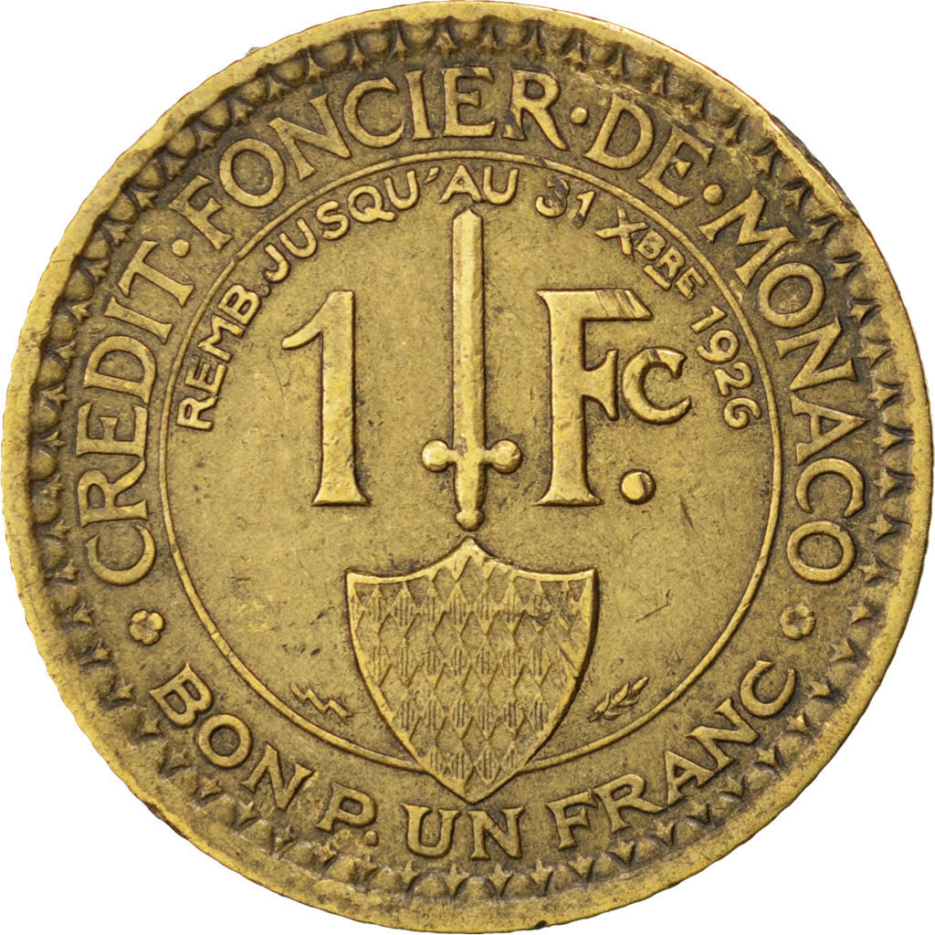 Coin, Monaco, Louis II, Franc, 1924, Poissy, EF(40-45), Aluminum-Bronze, KM:111