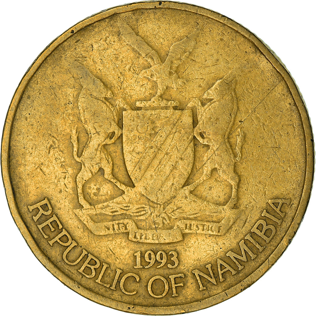 Munten, Namibië, 5 Dollars, 1993, Vantaa, FR, Tin, KM:5