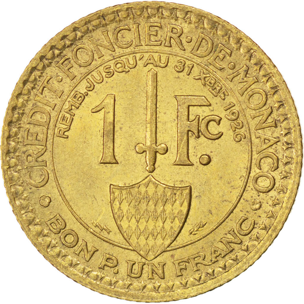 Monaco, Louis II, 1 Franc 1924 Poissy, KM 111