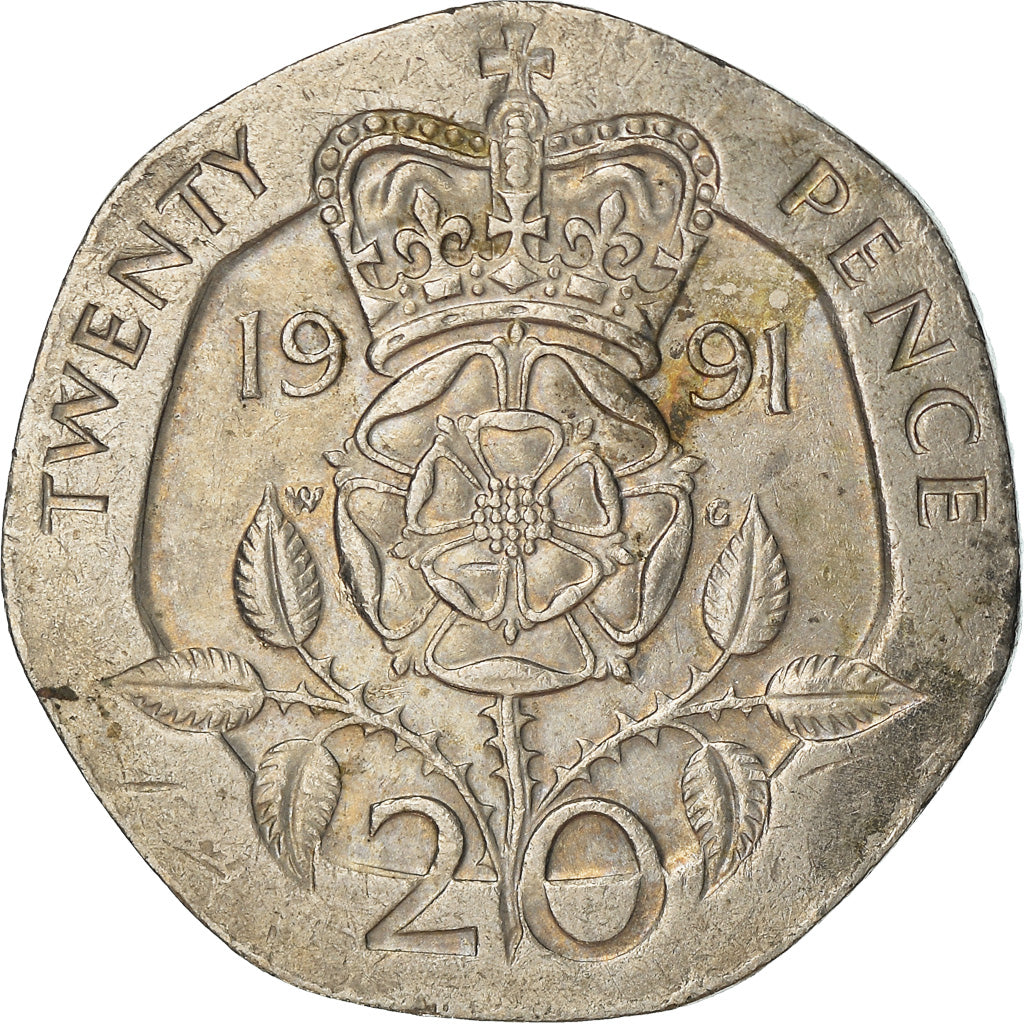 Coin, Great Britain, Elizabeth II, 20 Pence, 1991, VF(30-35), Copper-nickel
