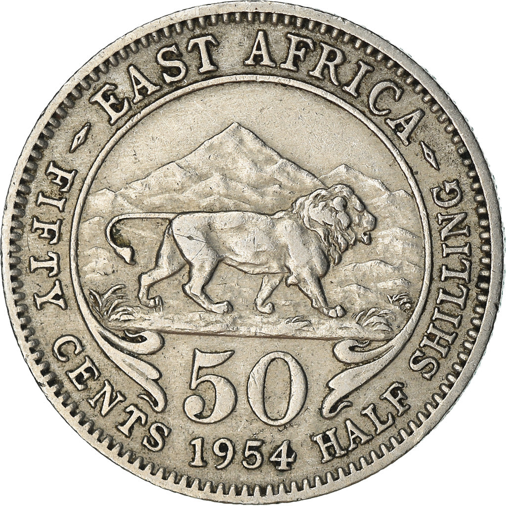 Moneda, ESTE DE ÁFRICA, Elizabeth II, 50 Cents, 1954, BC+, Cobre - níquel