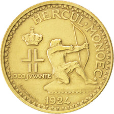 MONACO, 2 Francs, 1924, Poissy, KM #112, EF(40-45), Aluminum-Bronze, 27,...