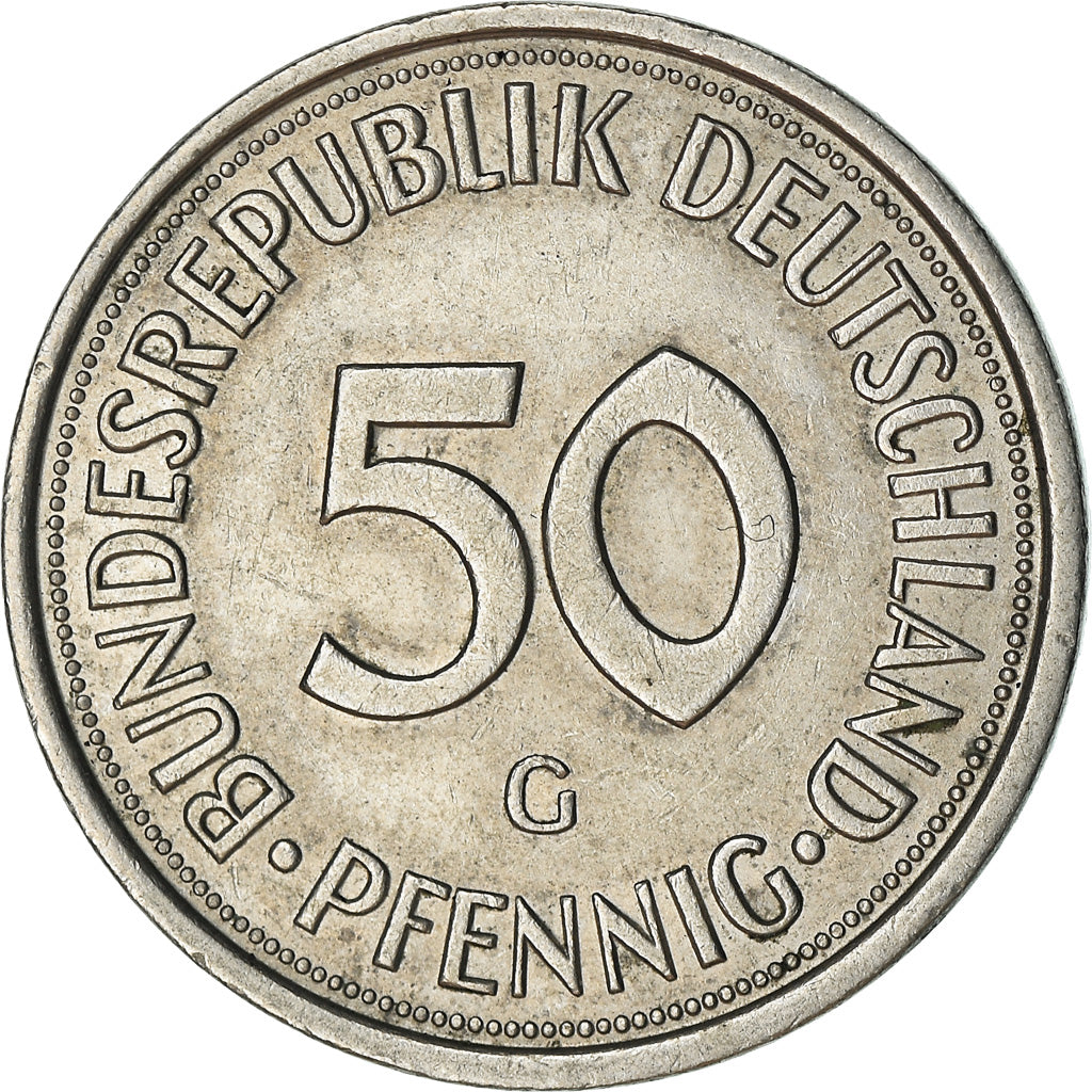 Coin, GERMANY - FEDERAL REPUBLIC, 50 Pfennig, 1976, Karlsruhe, EF(40-45)