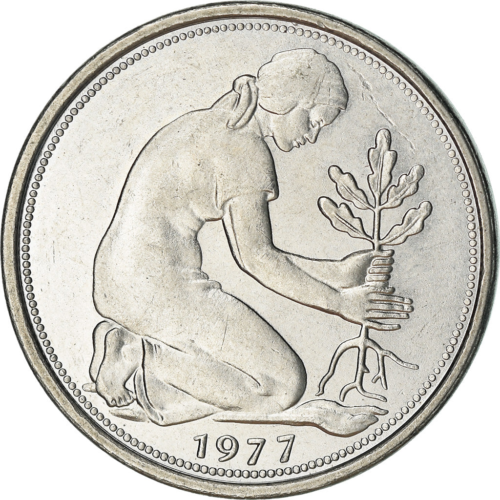 Coin, GERMANY - FEDERAL REPUBLIC, 50 Pfennig, 1977, Hambourg, AU(55-58)