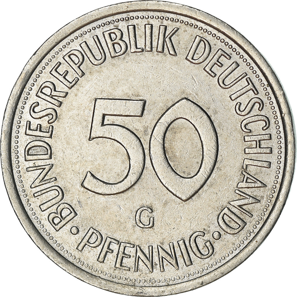 Moneta, Niemcy - RFN, 50 Pfennig, 1977, Karlsruhe, EF(40-45), Miedź-Nikiel