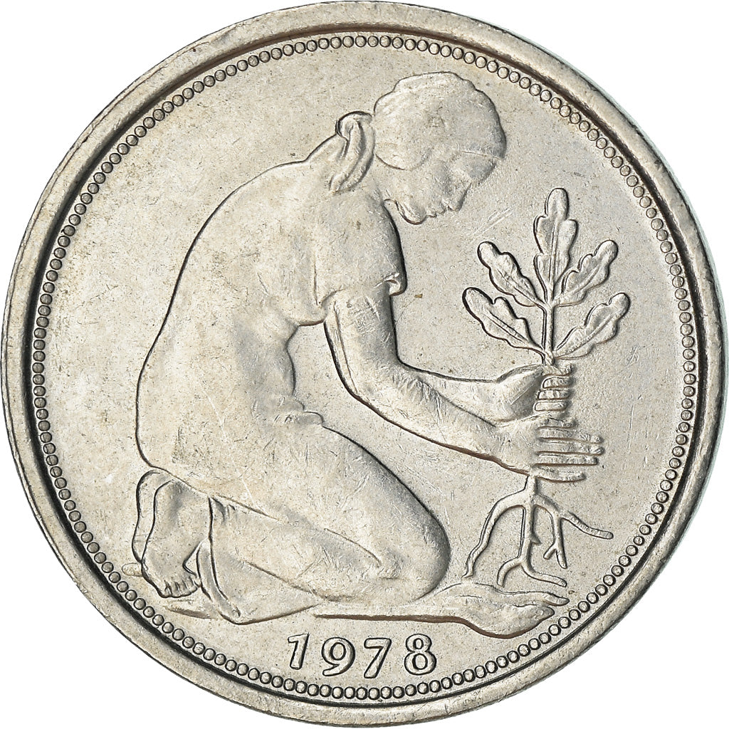 Moneda, ALEMANIA - REPÚBLICA FEDERAL, 50 Pfennig, 1978, Stuttgart, MBC+, Cobre