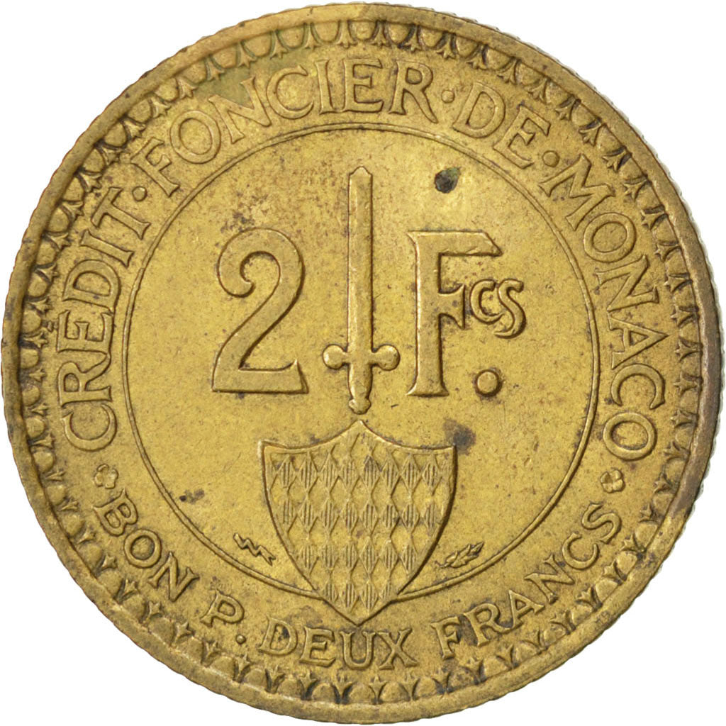 Monaco, Louis II, 2 Francs 1926 Poissy, KM 115