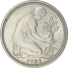 Coin, GERMANY - FEDERAL REPUBLIC, 50 Pfennig, 1981, Karlsruhe, EF(40-45)