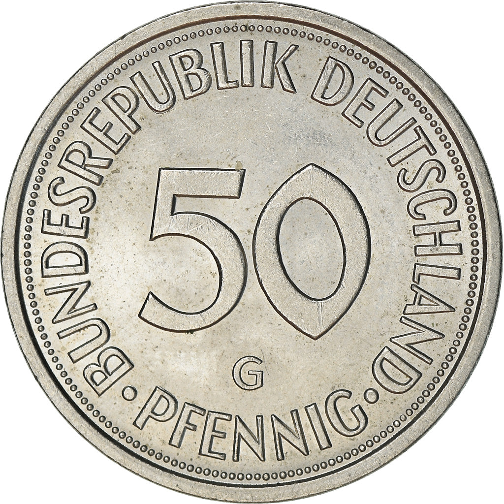 Coin, GERMANY - FEDERAL REPUBLIC, 50 Pfennig, 1981, Karlsruhe, EF(40-45)