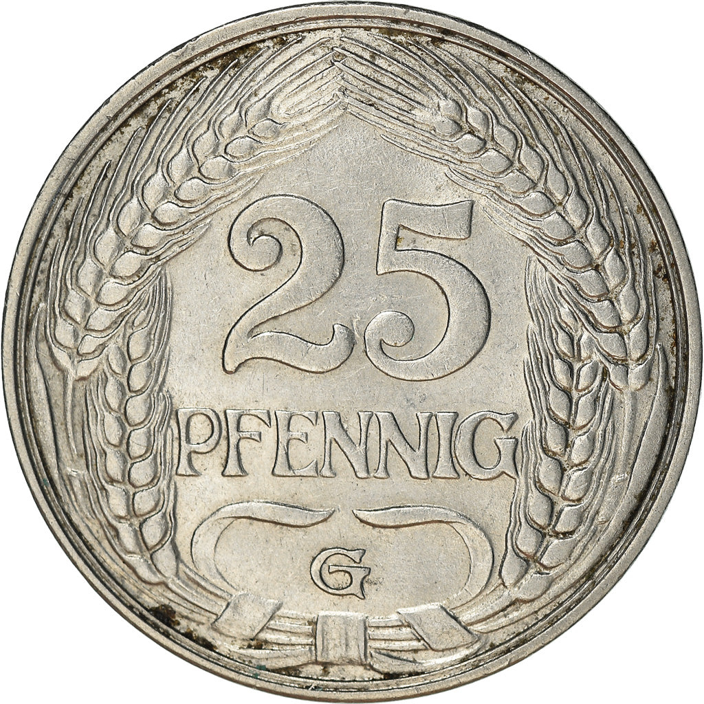 Monnaie, GERMANY - EMPIRE, Wilhelm II, 25 Pfennig, 1911, Karlsruhe, TTB, Nickel