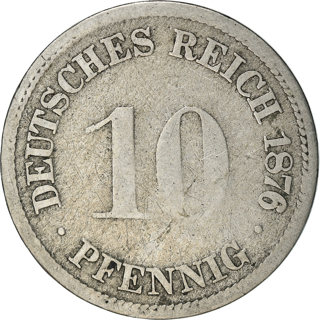 Monnaie, GERMANY - EMPIRE, Wilhelm I, 10 Pfennig, 1876, Munich, B+