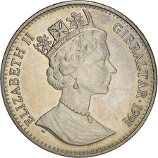 Coin, Gibraltar, Crown, 1991, Discus, EF(40-45), Copper-nickel, KM:66