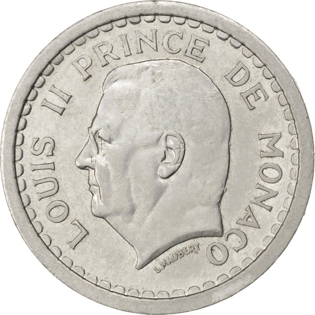MONACO, Franc, 1943, KM #120, AU(50-53), Aluminum, 23, Gadoury #131, 1.24