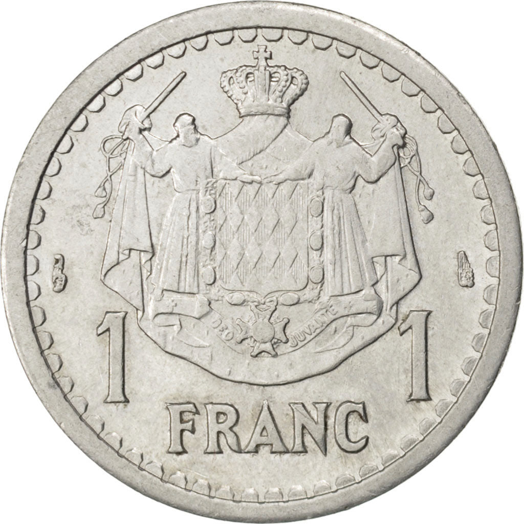 MONACO, Franc, 1943, KM #120, AU(50-53), Aluminum, 23, Gadoury #131, 1.24