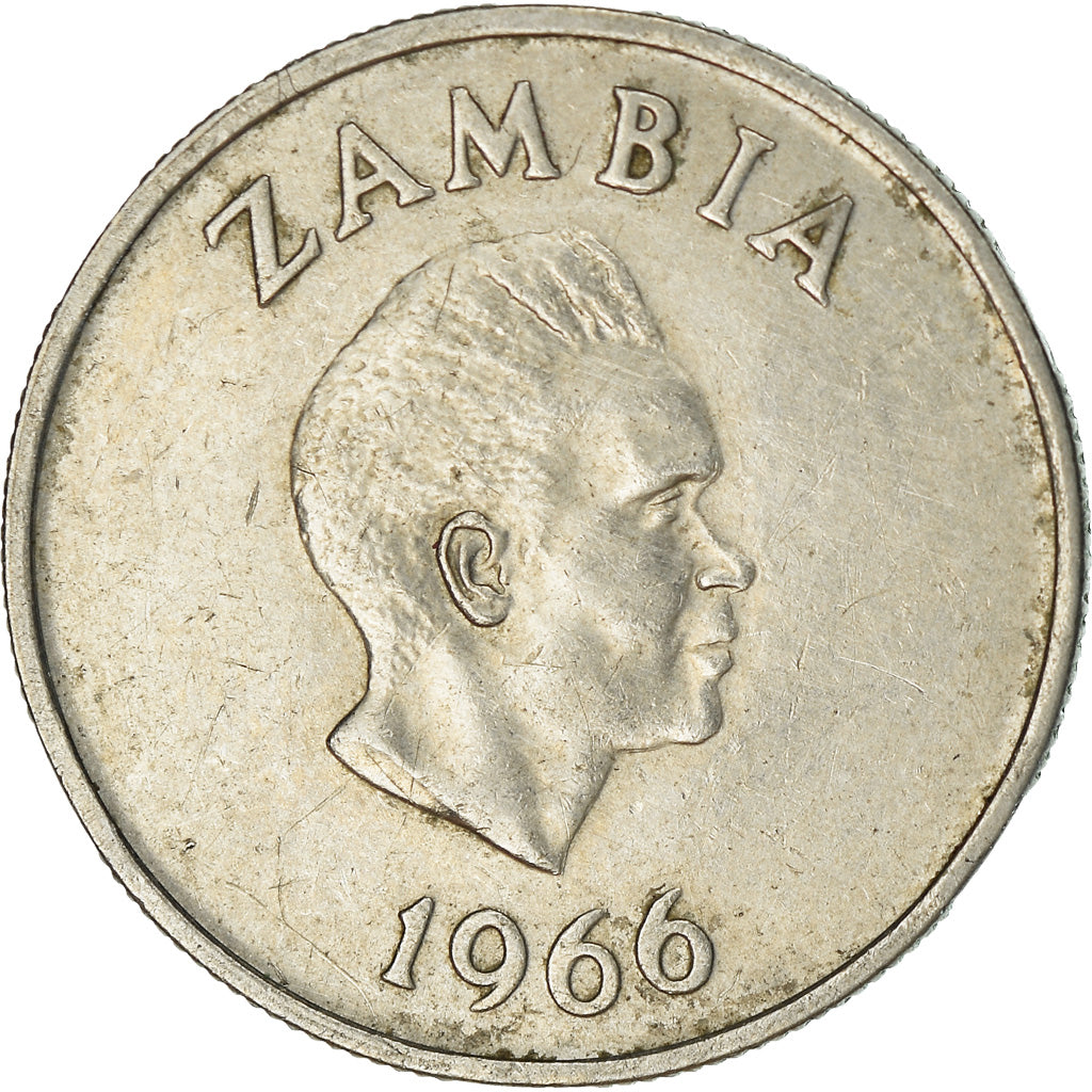 Coin, Zambia, 6 Pence, 1966, British Royal Mint, EF(40-45), Copper-Nickel-Zinc