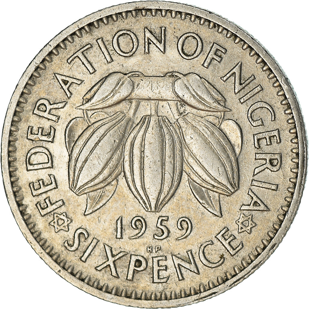 Coin, Nigeria, Elizabeth II, 6 Pence, 1959, EF(40-45), Copper-nickel, KM:4