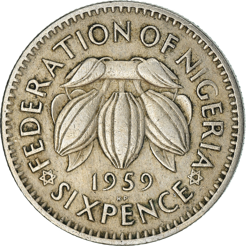 Coin, Nigeria, Elizabeth II, 6 Pence, 1959, EF(40-45), Copper-nickel, KM:4