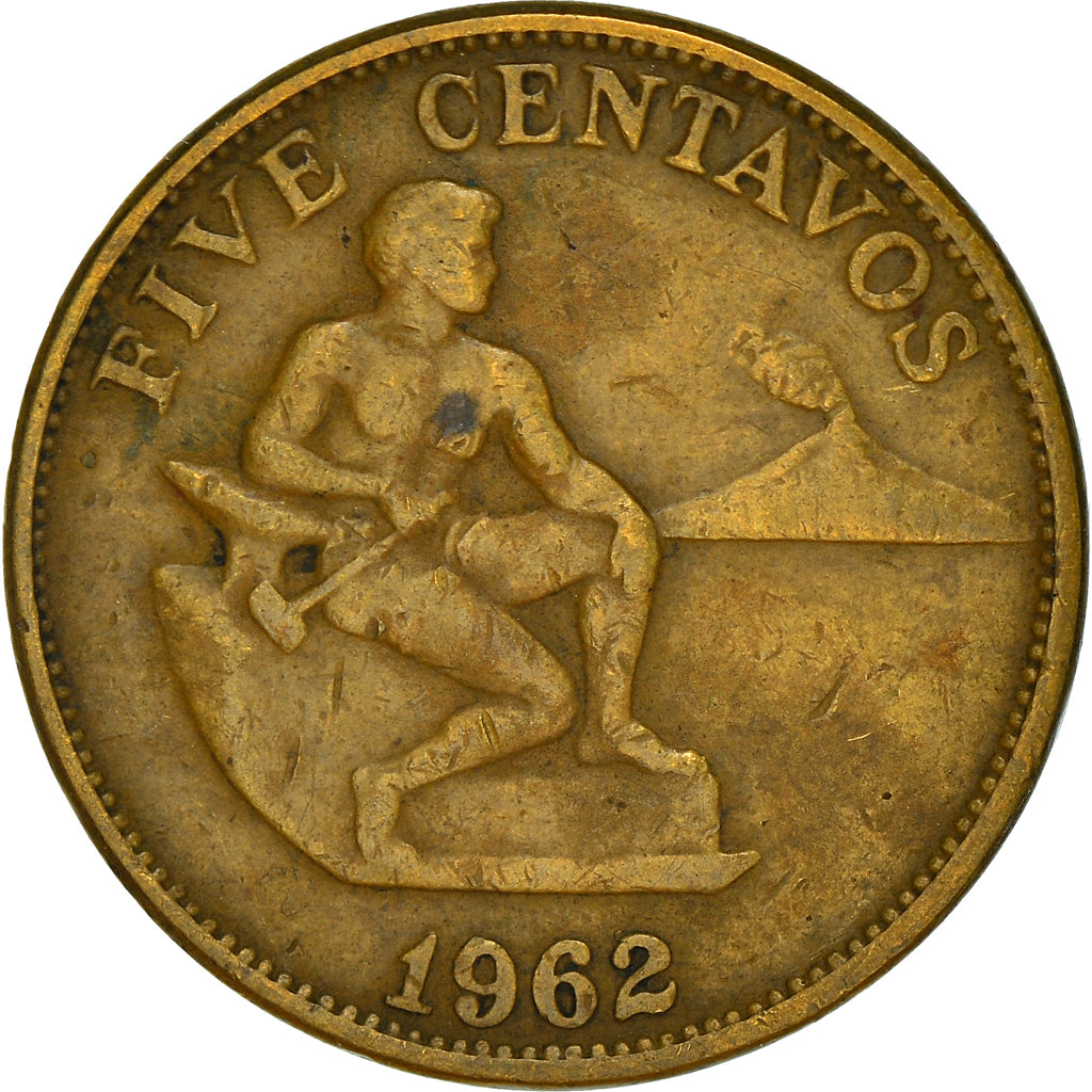 Coin, Philippines, 5 Centavos, 1962, VF(30-35), Brass, KM:187
