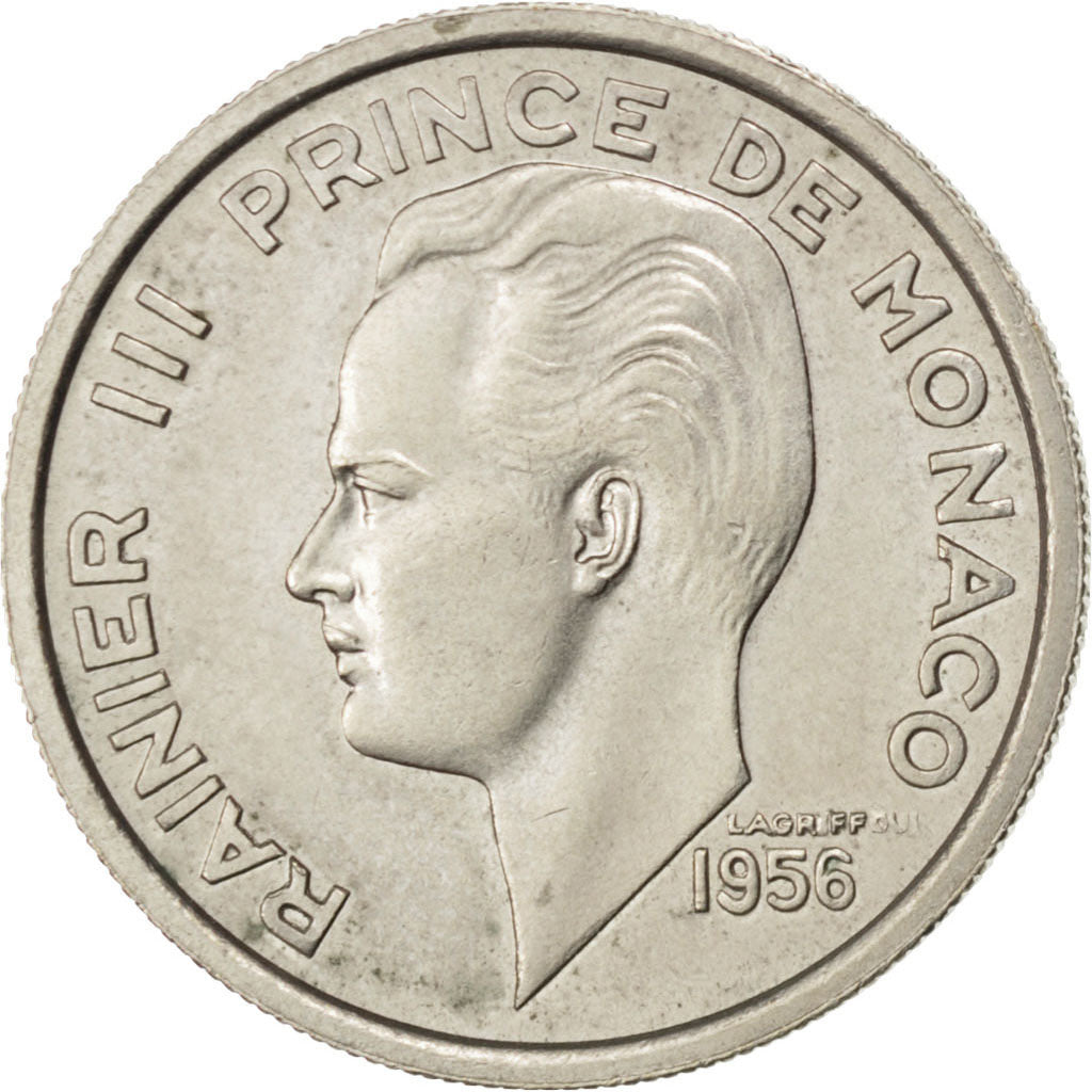 MONACO, 100 Francs, Cent, 1956, KM #134, EF(40-45), Copper-Nickel, Gadoury...