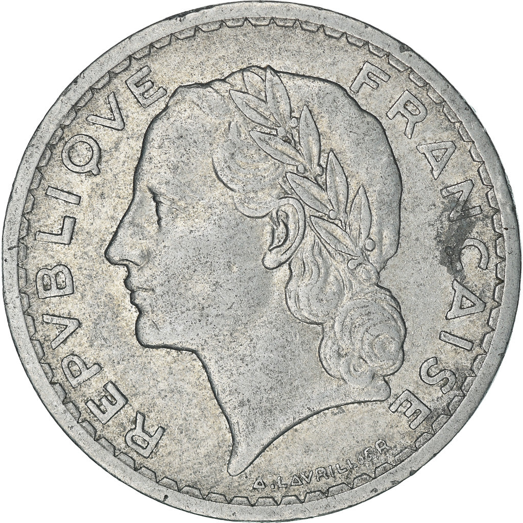 Moeda, França, Lavrillier, 5 Francs, 1948, Beaumont - Le Roger, VF(30-35)
