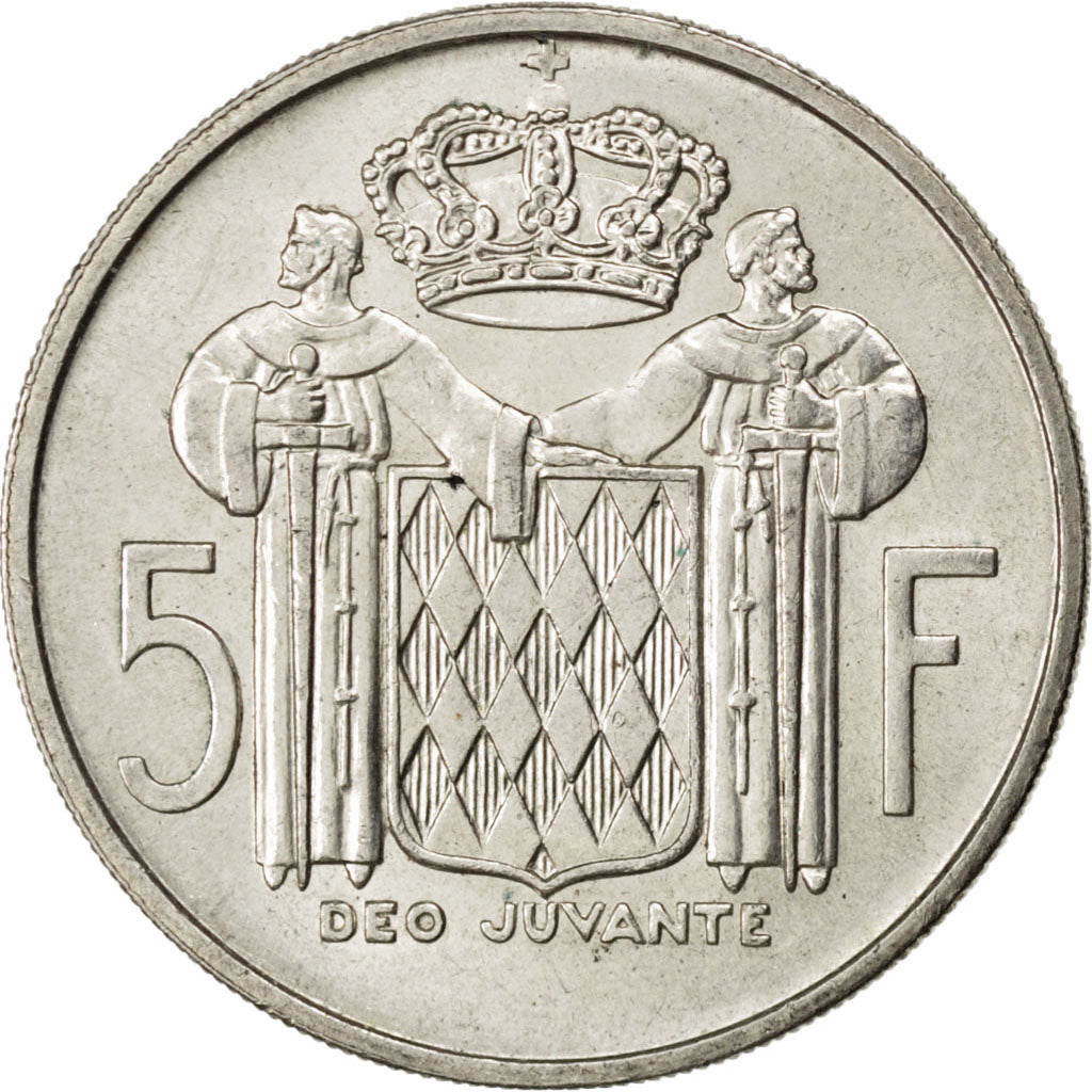 MONACO, 5 Francs, 1960, KM #141, AU(50-53), Silver, Gadoury #152, 11.99