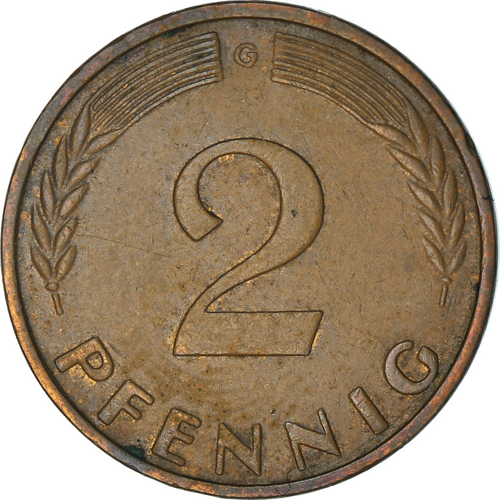 Moneta, GERMANIA - REPUBBLICA FEDERALE, 2 Pfennig, 1964, Karlsruhe, MB+, Bronzo