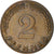 Moneda, ALEMANIA - REPÚBLICA FEDERAL, 2 Pfennig, 1965, Karlsruhe, BC+, Bronce