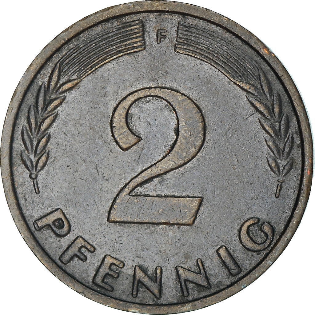 Moneta, GERMANIA - REPUBBLICA FEDERALE, 2 Pfennig, 1962, Stuttgart, BB+, Bronzo