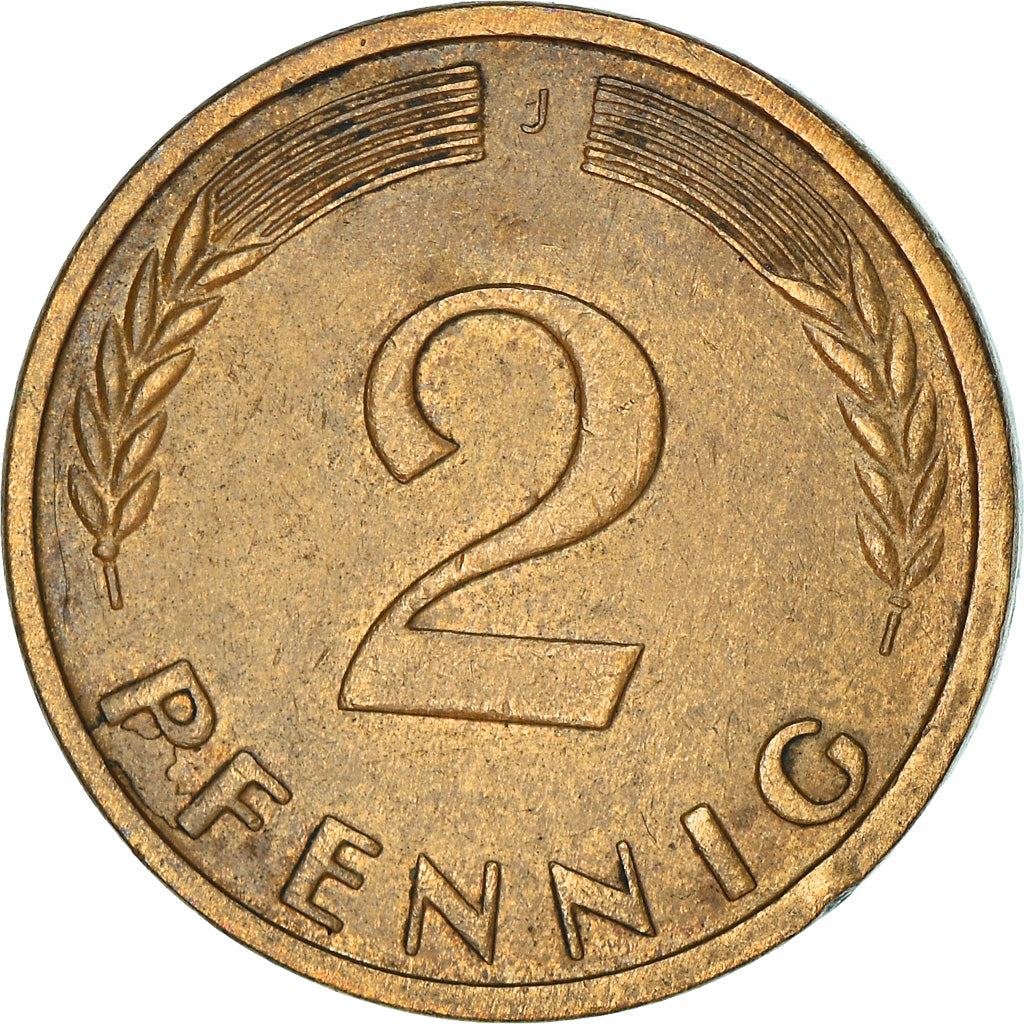 Moneta, Niemcy - RFN, 2 Pfennig, 1962, Hambourg, EF(40-45), Bronze, KM:106
